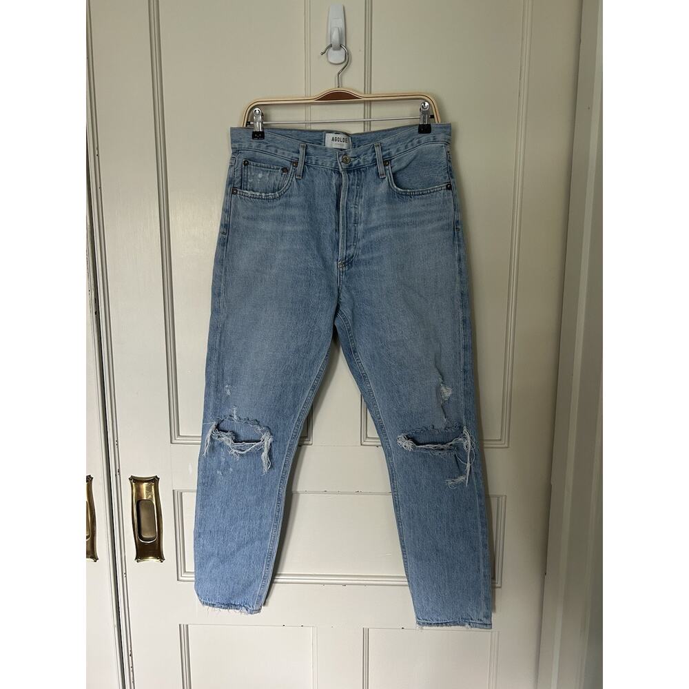 Agolde Jamie High Rise Distressed Button Fly Tapered Jeans Womens Size 29